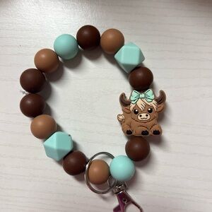 Kids Brown and Blue Beaded Keychain